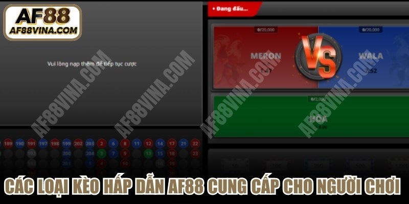 Các loại kèo hấp dẫn AF88 cung cấp cho người chơi khi tham gia đá gà