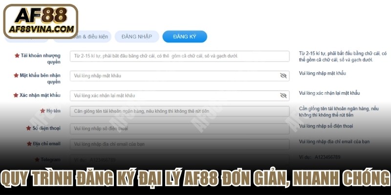 Quy trình đăng ký đại lý AF88 đơn giản, nhanh chóng